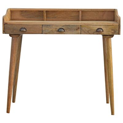 Solid Wood Nordic Style Gallery Back Writing Desk