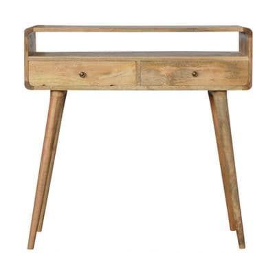 Solid Wood Oak Style Curved Console Table