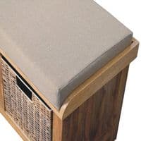 Solid Wood Rattan Basket Linen Bench