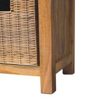 Solid Wood Rattan Basket Linen Bench