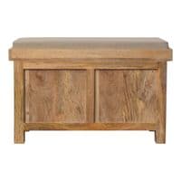 Solid Wood Rattan Basket Linen Bench