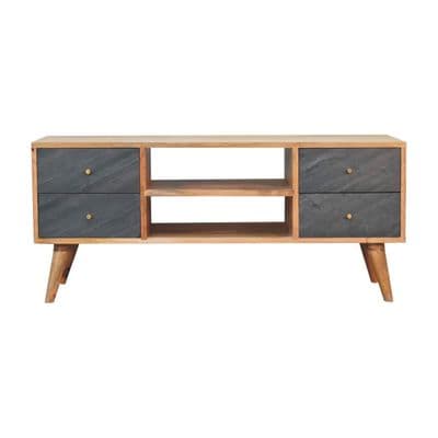Solid Wood Slate Drawers Media Unit