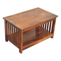 Solid Wood Slatted Chestnut Coffee Table