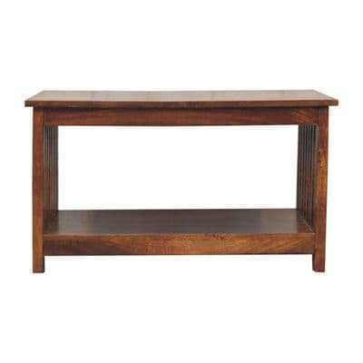 Solid Wood Slatted Chestnut Coffee Table