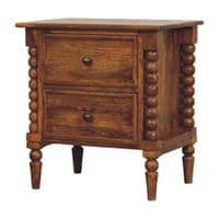 Solid Wood Spindle Leg Amber Oak bedside Table