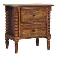 Solid Wood Spindle Leg Amber Oak bedside Table