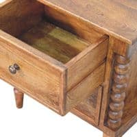 Solid Wood Spindle Leg Amber Oak bedside Table