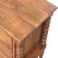 Solid Wood Spindle Leg Amber Oak bedside Table