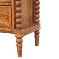 Solid Wood Spindle Leg Amber Oak bedside Table
