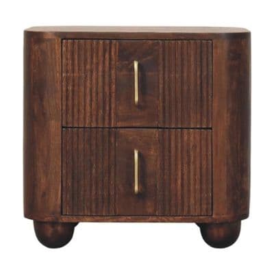 Solid Wood Walnut Marlowe Fluted Bedside Table