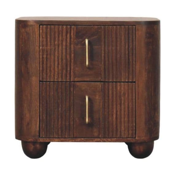 Solid Wood Walnut Marlowe Fluted Bedside Table