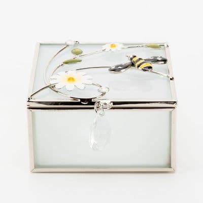 Sophia Glass & Wire Bumble Bee Square Trinket Box