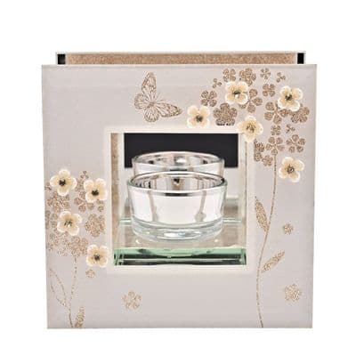 Sophia Glitter Glass Butterfly Tealight Holder