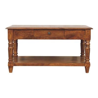 Turned Legs 2 Drawer Chestnut Coffee Table