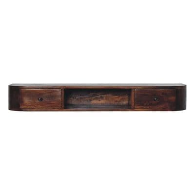 Two Drawer Floating Console Table Chestnut finish