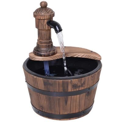 Wood Barrel Water Feature  Garden Ornament