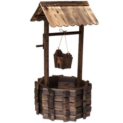 Wooden Wishing Well Outdoor Planter & Bucket
