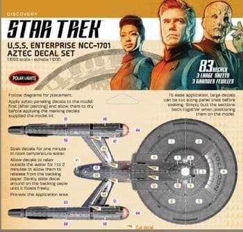 U.S.S. Enterprise (from Discovery) Aztec Decal Set - 1:1000 scale from Polar Lights