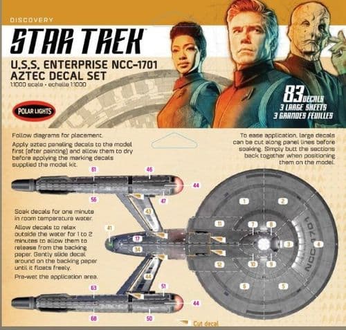 U.S.S. Enterprise (from Discovery) Aztec Decal Set - 1:1000 scale from Polar Lights