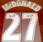 2007-08 Celtic(Glasgow) SPECIAL ANNIVERSARY EDITION Away Shirt McDONALD#27 Official Name Number Set