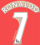 2007-13 Manchester United Home Shirt RONALDO#7 Official Avery Dennison Replica Size Name Number Set