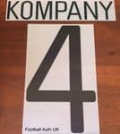 2012-13 Manchester City UCL Home Shirt KOMPANY#4 Official SportingiD Football Name Number Set
