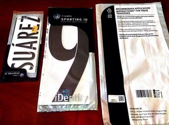 2015-16 Barcelona LA LIGA & UCL Third Shirt SUAREZ#9 Official SportingiD Name Number Set