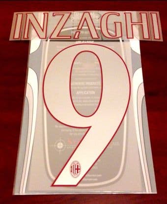 2016-17 AC Milan INZAGHI#9 Home Shirt Official StilScreen Name Number Set