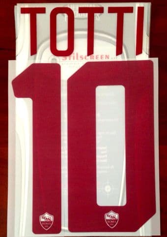 2017-18 AS Roma LEGEND Away Shirt TOTTI#10 Official Stilscreen Name Number Set