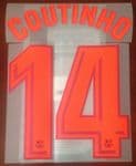 2017-18 Barcelona COUTINHO#14 La Liga/UCL Third Shirt Official SportingiD Name Number Set