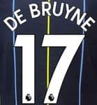 2017-21 Manchester City Away & Third Shirt DE BRUYNE#17 Official Football Name Number Set
