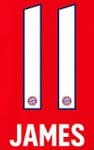2018-19 Bayern Munich Home Shirt JAMES#11 Official SportingID Name Number Set