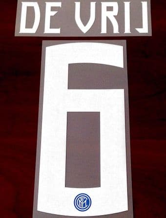 2018-19 Inter Milan DE VRIJ#6 Home Shirt OFFICIAL Stilscreen Name Number Set