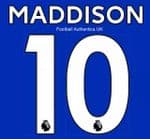 2018-19 Leicester City Home & Away Shirt MADDISON#10 PS-Pro SportingiD Name Number Set