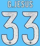 2018-19 Manchester City SPECIAL BEE EDITION Home Shirt G.JESUS#33 Official Football Name Number Set