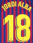 2018-21 Barcelona LA LIGA Home Shirt JORDI ALBA#18 Official Avery Dennison Name Number Set