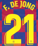 2019-20/21 Barcelona LA LIGA Home Shirt F. DE JONG#21 Official Avery Dennison Name Number Set