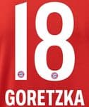 2019-20/21 Bayern Munich Home Shirt GORETZKA#18 Official Avery Dennison Name Number Set