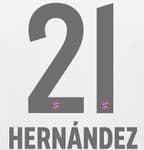 2019-20 Bayern Munich Away Shirt HERNANDEZ#21 Official Avery Dennison Name Number Set