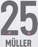 2019-20 Bayern Munich Away Shirt MULLER#25 Official Avery Dennison Name Number Set