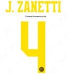 2019-20 Inter Milan PIRELLI EDITION Third Shirt J.ZANETTI#4 Official Stilscreen Name Number Set
