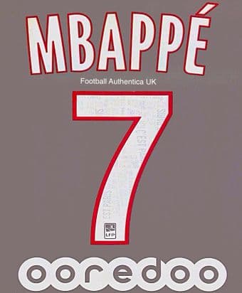 2019-20 PSG Paris MBAPPE#7 Home & Fourth Shirt Official MonBlason Name Number Set