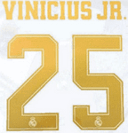 2019-20 Real Madrid UCL Home & Away Shirt VINICIUS JR.#25 Official SportingiD Name Number Set