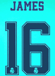2019-20 Real Madrid UCL Third Shirt JAMES#16 Official SportingiD Name Number Set