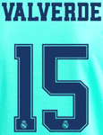 2019-20 Real Madrid UCL Third Shirt VALVERDE#15 Official SportingiD Name Number Set