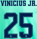 2019-20 Real Madrid UCL Third Shirt VINICIUS JR.#25 Official SportingiD Name Number Set