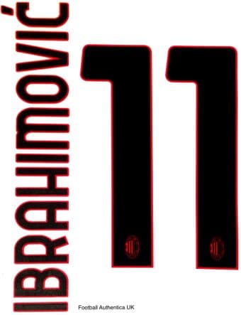 2020-21 AC Milan Away Shirt IBRAHIMOVIC#11 Official Stilscreen Name Number Set
