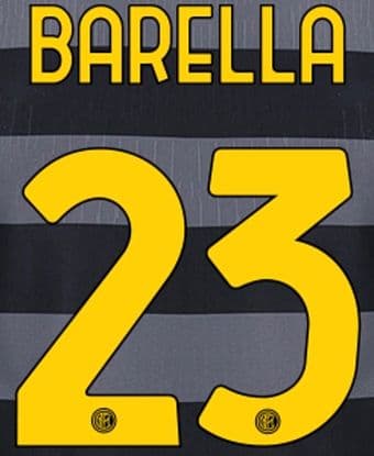 2020-21 Inter Milan Third Shirt BARELLA#23 Official Stilscreen Name Number Set