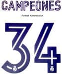 2020 Real Madrid CAMPEONES#34 Home Shirt Official Player Issue Size Name Number Set