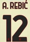 2021-22 AC Milan Away Shirt REBIC#12 Official Stilscreen Name Number Set